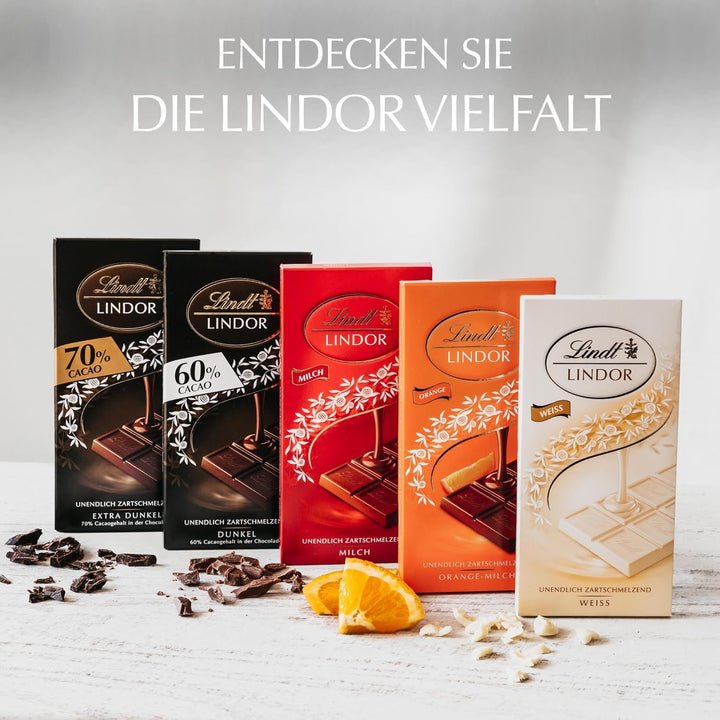 Lindt Schokolade LINDOR Weiß | 100G Tafel | Weiße Schokolade Mit Einer Unendlich Zartschmelzenden Füllung | Schokoladentafel | Schokoladengeschenk | LINDOR 75 Jahre Jubiläums Edition