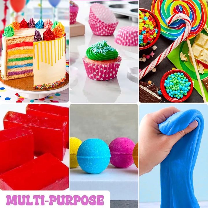 Lebensmittelfarbe - Regenbogen Farben Flüssige Lebensmittel Farben Für Kuchen, Backen, Kekse, Macaron - Zuckerfrei Konzentrierte Farbe Food Coloring Für Tortendeko, Getränken, Osterei, Slime - Je 15G