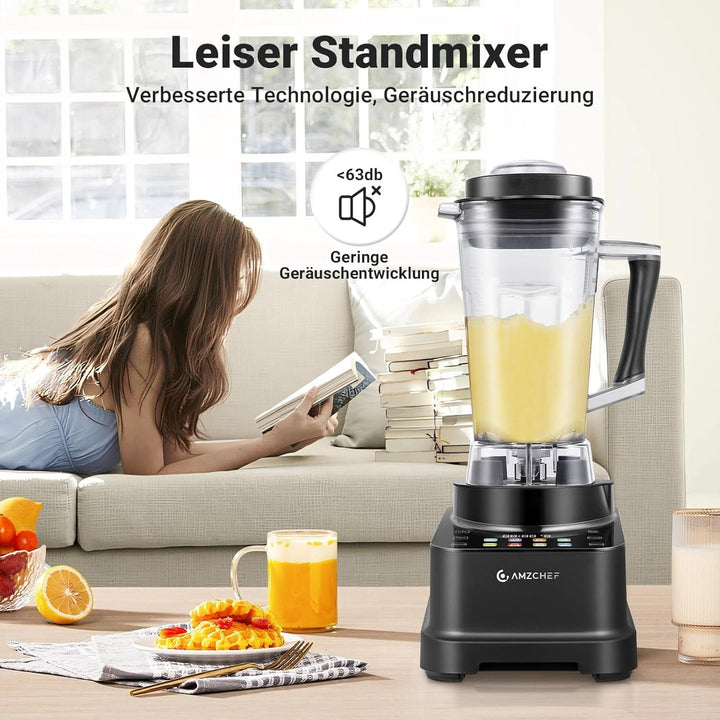 Blender AMZCHEF, 8 meniuri inteligente și 10 viteze, ecran tactil LCD