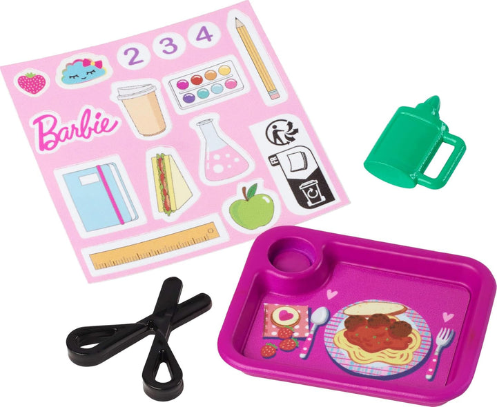 Păpușă Barbie profesoară cu păpușă de modă brunetă cu rochie cu model, 1 păpușă Toddler și accesorii pentru clasă, JCR76