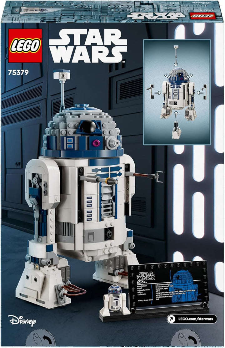 LEGO Star Wars R2-D2, set model pentru copii, băieți și fete, figurină droid construibilă cu minifigurina Darth Malek a 25-a aniversare și placă de decorare, idee de cadou de colecție 75379