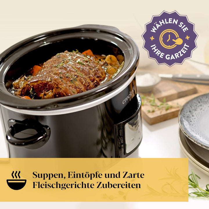 Crockpot Digitaler Schongarer | 3,5 L (3 Bis 4 Personen) | Programmierbarer Countdown-Timer | Eu-Stecker Mit 2 Stiften | Schwarz [CSC113X]