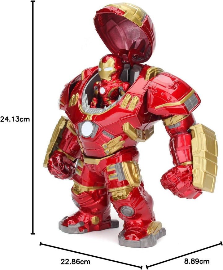 Jada Toys Marvel Figure Hulkbuster & Ironman, Cască deschisă și închisă, Figuri de colecție, Set, Die-Cast, Roșu, Dimensiune: 6 inch Hulkbuster & 2 inch Ironman