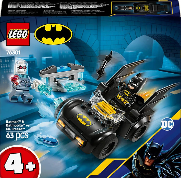 LEGO DC Batman: Batman & Batmobil Vs. Mr. Freeze - Jucărie cu mașină de supereroi cu 2 minifigurine - Tragător de gheață cu elemente pentru foc - Cadou pentru băieți și fete de la 4 ani 76301