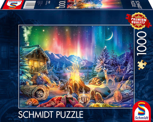 Schmidt Spiele 59787 Foc de tabără romantic sub un cer înstelat, puzzle jigsaw 1000 piese
