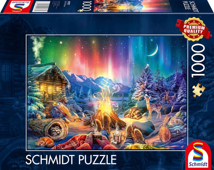 Schmidt Spiele 59787 Foc de tabără romantic sub un cer înstelat, puzzle jigsaw 1000 piese