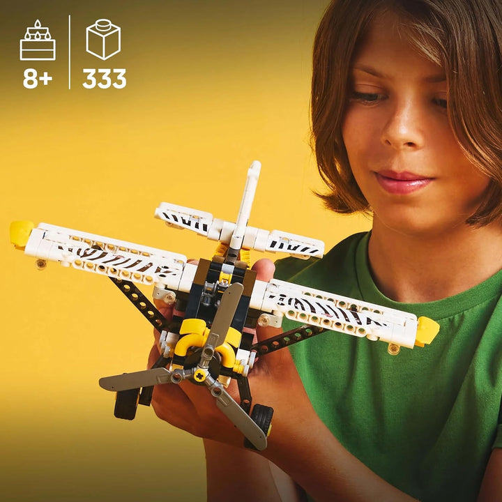 Avion cu elice LEGO Technic, jucărie construibilă pentru copii, cadou pentru băieți și fete de la 8 ani, model de avion cu elice rotativă și motor cu piston cu 4 cilindri 42198