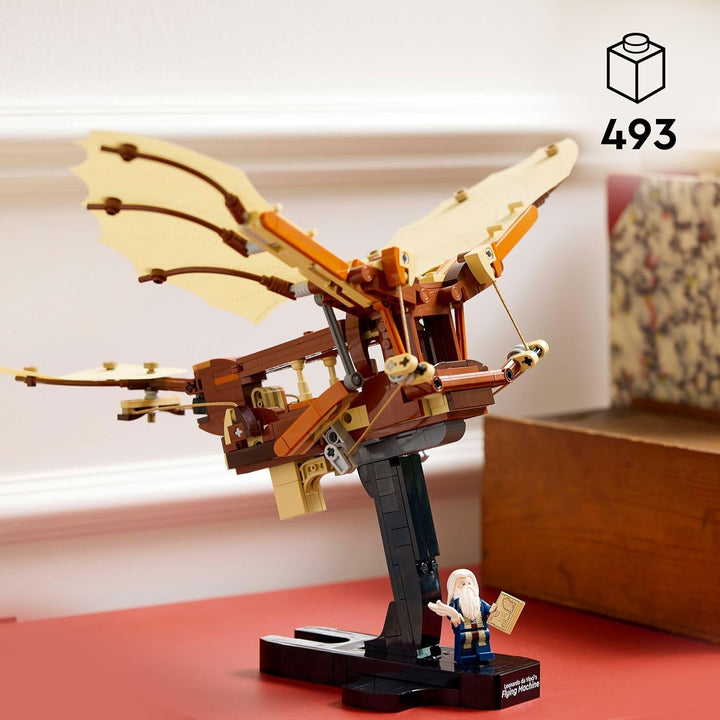 LEGO Icons Leonardo Da Vinci's Flying Machine With Flapping Wings - Include minifigurină și suport - Set de construcție pentru adulți - Set de decorațiuni pentru casă - Idee de cadou - 10363