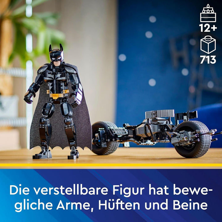 LEGO DC Batman: Batman figurină de construcție cu Batpod, jucărie pentru filmele cu supereroul, set de joacă de aventură pentru copii, cadou pentru băieți și fete 76273