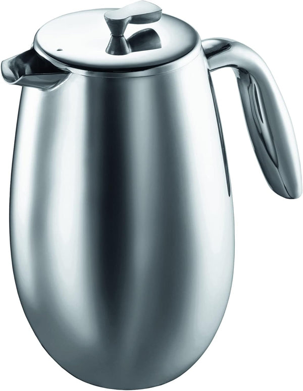 Cafetieră Bodum 1308-16 Columbia (cu perete dublu, din oțel inoxidabil, rezistentă la spălarea vaselor, 1,0 litri (34 oz)) Strălucitoare