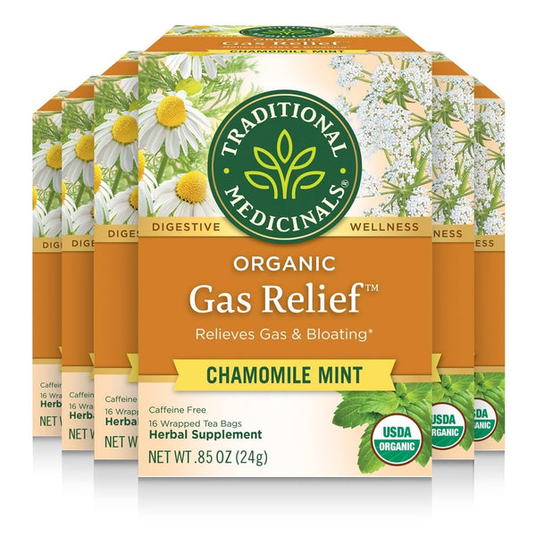Organic Gas Relief Digestive Tea (Pack of 6) - Relieves Gas & Bloating- 96 Tea Bags Total Tea USA Naty Shop Default Title