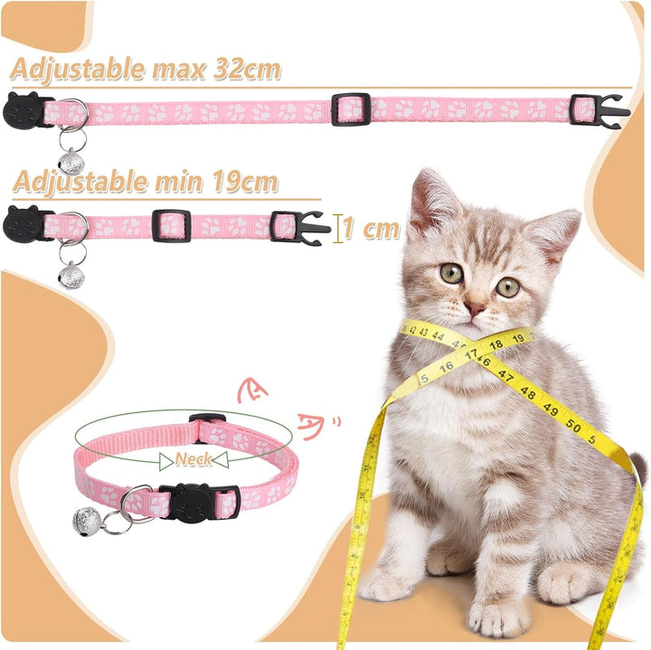 Set de 6 zgărzi pentru pisici, zgărzi reflectorizante cu încuietoare de siguranță și clopoțel, zgardă reglabilă pentru pisici de la 19 la 32 cm