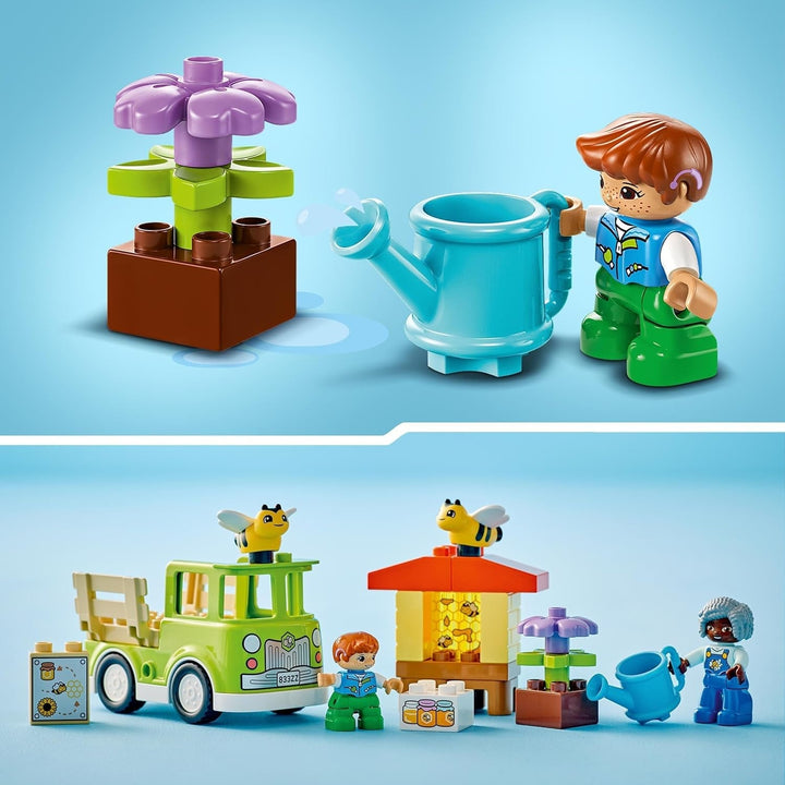 LEGO DUPLO Town Apicultură și stupi, jucărie educativă pentru copii mici cu 2 figuri și un camion mobil, set de construit și reconstruit, jucărie pentru copii mici de la 2 ani 10419