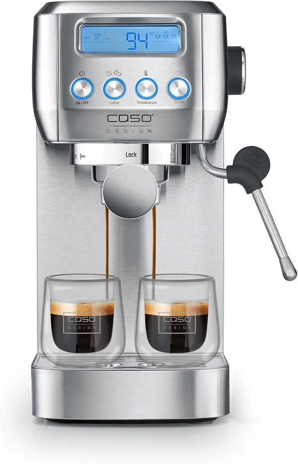 CASO Espressogourmet Crema - mașină cu portafilter, mașină de espresso, cu spumă de lapte, espresso, cappuccino, portafilter din oțel inoxidabil, pompă Ulka de 20 bar, mașină de cafea, cafea pudră, doze ESE