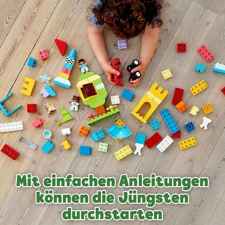LEGO 10914 DUPLO Deluxe Brick Box, jucărie educativă cu cărămizi și cutie de depozitare, cutie creativă pentru bebeluși și copii mici de la 1,5 la 3 ani, set cadou
