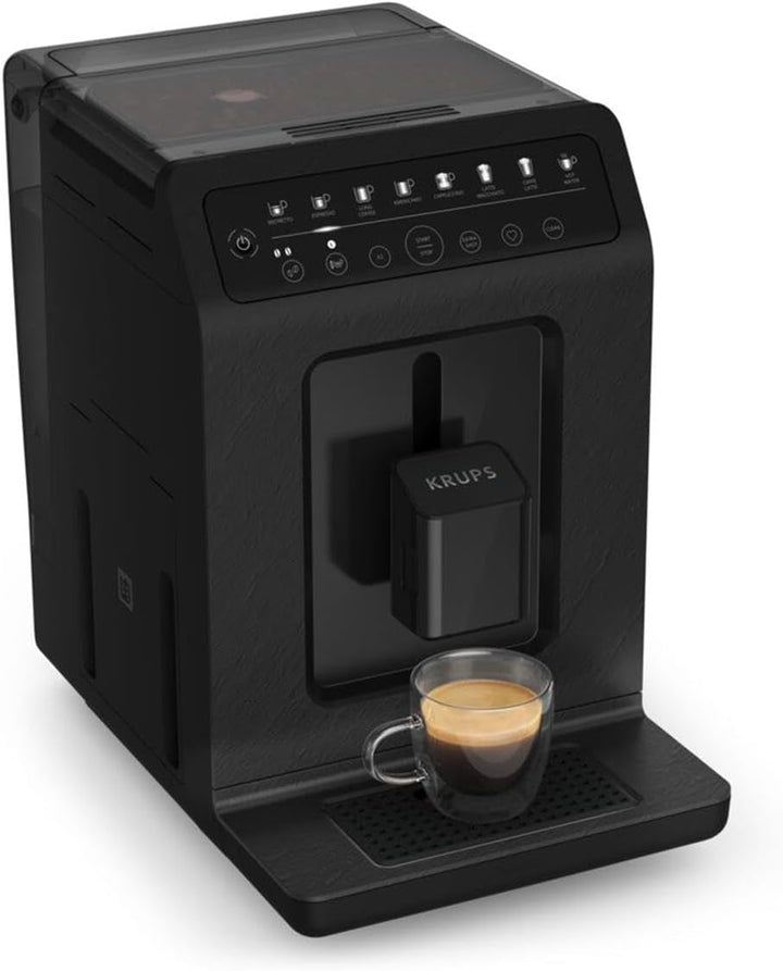 Aparat de cafea complet automat Krups EA897B Evidence Ecodesign, Funcție espresso și cappuccino automată, Tehnologie Quattro Force, Cești cu lapte cu o singură atingere, 8 presetări, sistem de lapte, 1450W