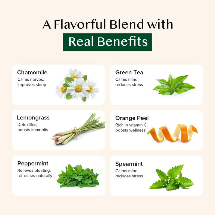 , Chamomile Mint Citrus Green Tea Bags (15 Pyramid Tea Bags) LOW CAFFEINE GREEN TEA, Non GMO | Directly Sourced | Chamomile Tea | Mint Tea Bags Tea USA Naty Shop