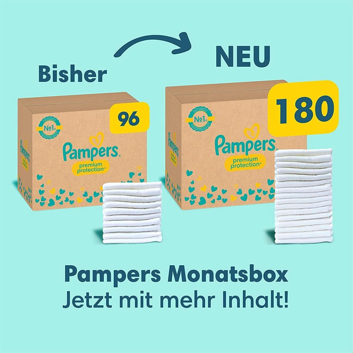 Pampers Baby Windeln Größe 1 (2-5Kg) Premium Protection, 180 Stück, Newborn, Monatsbox Und Always Discreet Inkontinenz Und Wochenbett Pants Gr. L (8 Höschen) Für Damen, 0% Farb- Und Duftstoffe