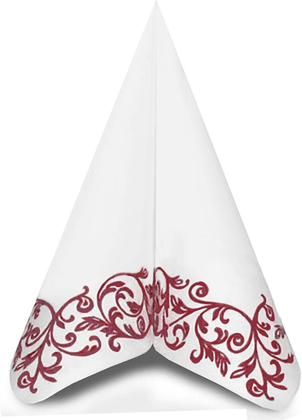 Shoptoria Rob Bordo șervețele roșu închis cu model ornamental - decorațiuni de masă / nuntă - 50 X șervețele de împăturit, 40 X 40 cm
