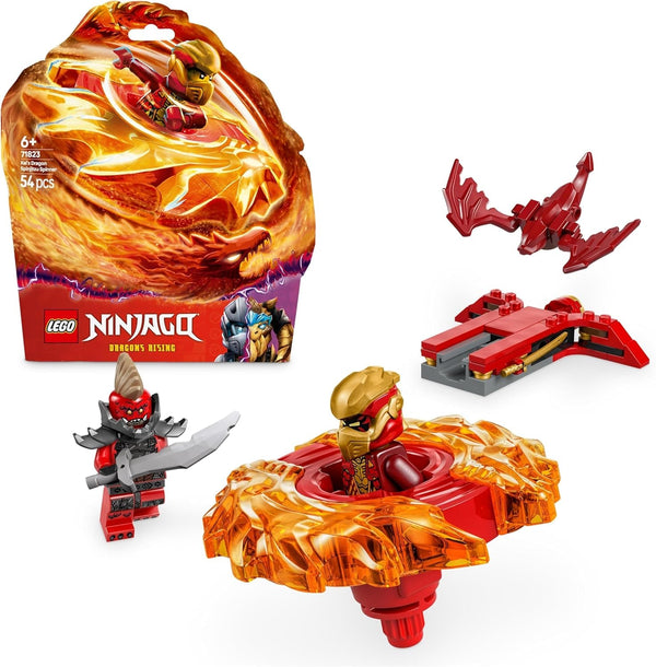 LEGO NINJAGO Kai's Dragon Spinjitzu Spinner - Jucărie Ninja de acțiune cu 2 minifigurine - Set de joacă mic pentru copii - Idee de cadou pentru băieți și fete de la 6 ani 71823