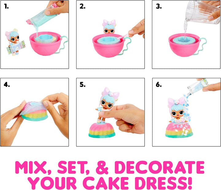L.O.L. Surprise! Mix & Make Birthday Cake Tots - Cu păpușă de colecție, rochie de tort diy, "coacerea" și decorarea tortului, ingrediente și stropi cu sclipici - Păpușă cu rochie de tort - Ideal pentru fetițe cu vârsta de peste 3 ani
