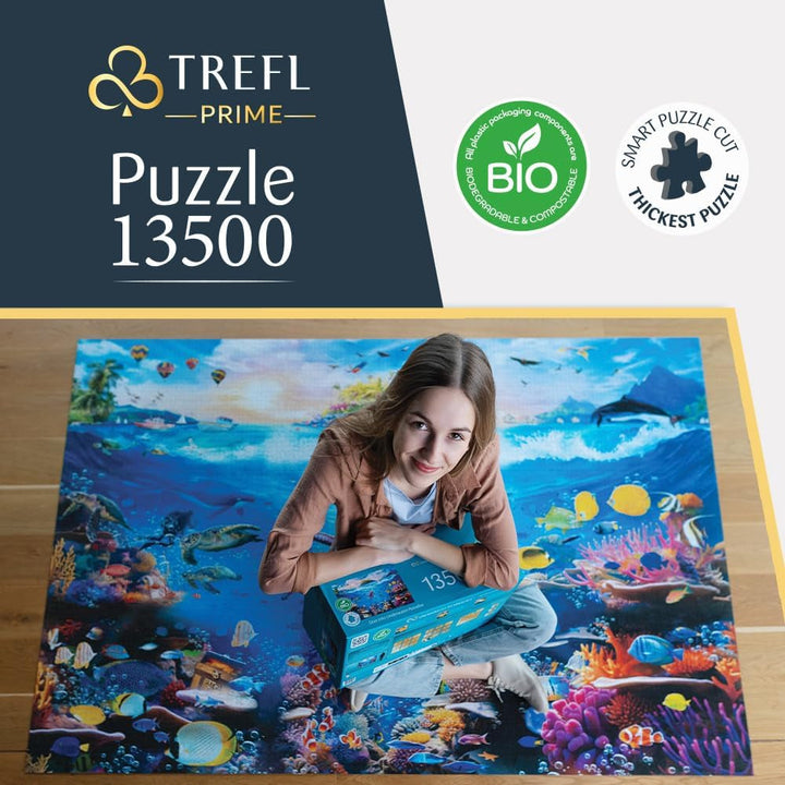 Trefl Prime - Puzzle UFT: Plonjați în paradisul subacvatic - 13500 piese, Puzzle jigsaw mare care prezintă fundul marin colorat, Cartonul cel mai gros, Organic, EKO, Divertisment pentru adulți și copii cu vârsta peste 12 ani