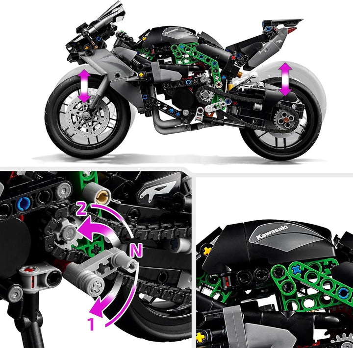 Motocicletă LEGO Technic Kawasaki Ninja H2R, cadou pentru copii și adulți pentru zile de naștere, decorare, jucărie, model pentru băieți și fete cu vârsta de 10+ 42170