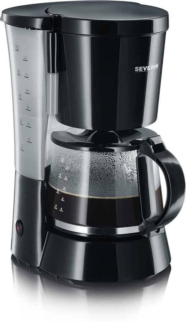 SEVERIN Cafetieră cu filtru cu ulcior din sticlă, Cafetieră pentru până la 10 cești per ulcior, Pentru savurarea cafelei aromate, Funcționare simplă, Cu placă de încălzire, Negru, KA 4479
