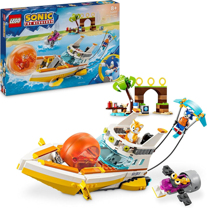LEGO Sonic the Hedgehog Tails™ Adventure Boat, jucărie interactivă cu personaje de jocuri video și schiuri de apă, cadou pentru băieți, fete și gameri de la 8 ani 76997