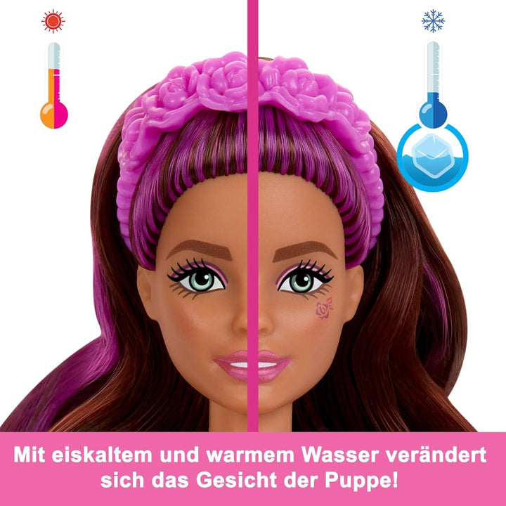 Păpușă Barbie Colour Reveal și accesorii, seria balerină, 6 surprize de desfăcut, inclusiv schimbarea culorii, inspirată de tendința principală de balet (stilurile pot varia), HRK17