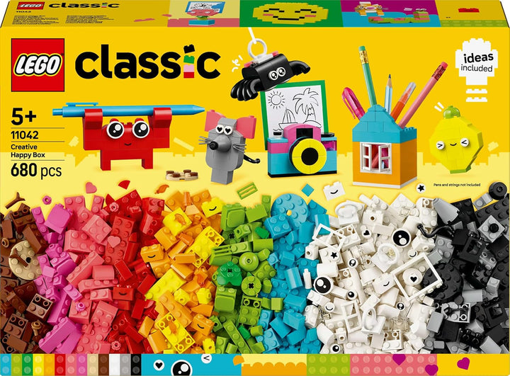 LEGO Classic Creative Fun Box, Cărămizi de construcție colorate pentru jocuri de rol imaginative, Set de construcție pentru începători, Jucării pentru fete și băieți de la 5 ani, Modele de reconstruit 11042