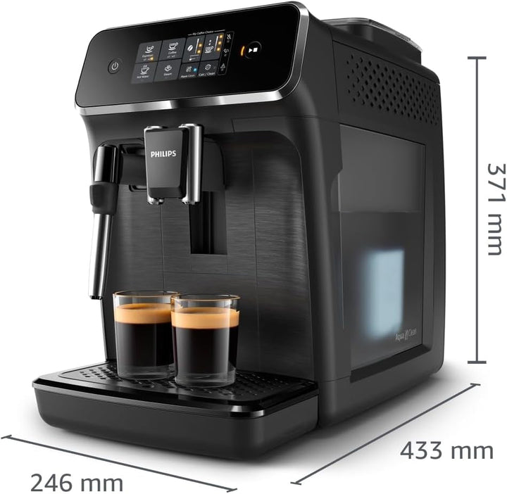 Aparat de cafea complet automat Philips Series 2200 - 2 tipuri de cafea, spumă de lapte clasică, afișaj tactil intuitiv, râșniță 100% ceramică, negru mat (EP2220/10)