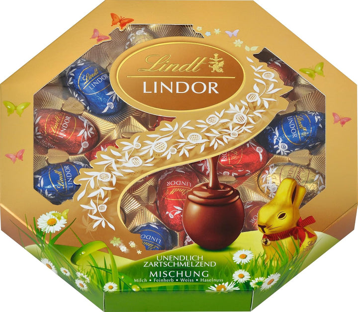 Lindt Schokolade LINDOR Eierkarton | 168 G | 6 X LINDOR Vollmilch Eier 28G Mit Zartschmelzender Füllung Im Eierkarton | Oster Schokolade | Schokoladengeschenk | Ostereier | Schokoeier