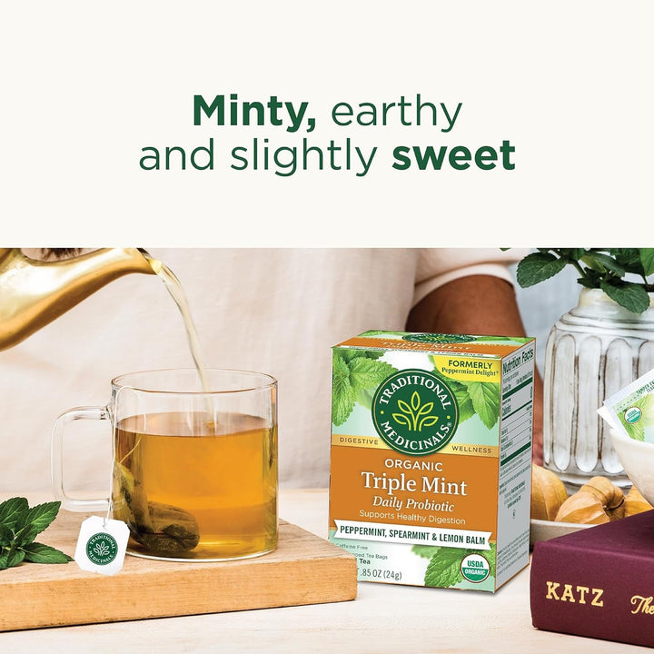 Tea, Organic Triple Mint, Supports Healthy Digestion, Includes 16 Tea Bags Tea USA Naty Shop
