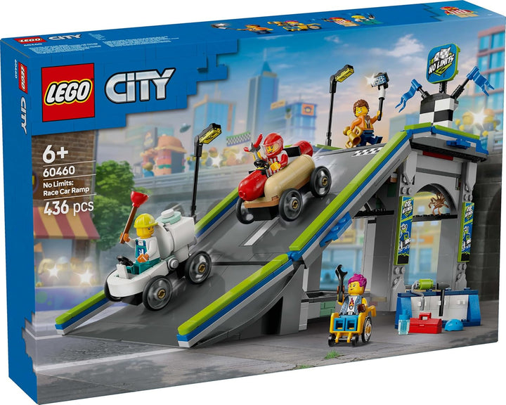 LEGO City No Limits: Soapbox Race With Ramp - Jucărie de construit pentru băieți și fete de la 6 ani - Set cu 2 cutii de săpun și 4 minifigurine Racer - Idee de cadou pentru copii 60460