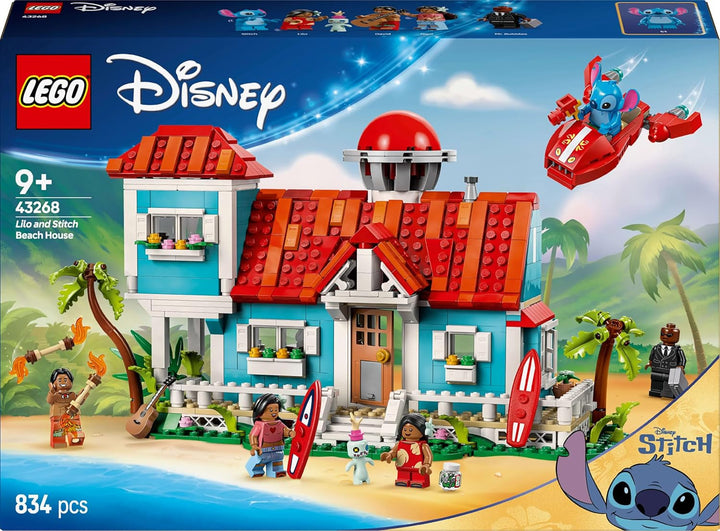 LEGO Ç€ Disney Casa de pe plajă din "Lilo și Stitch" - Jucărie de construit cu 6 camere, observator, navă spațială și 5 minifigurine - cadou de ziua de naștere pentru fete și băieți de 9+ și fani 43268