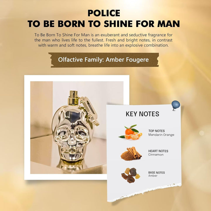 Police to Be Born to Shine for Man Edt, Linie: to Be, Apă de toaletă pentru bărbați, Conținut: 40 ml