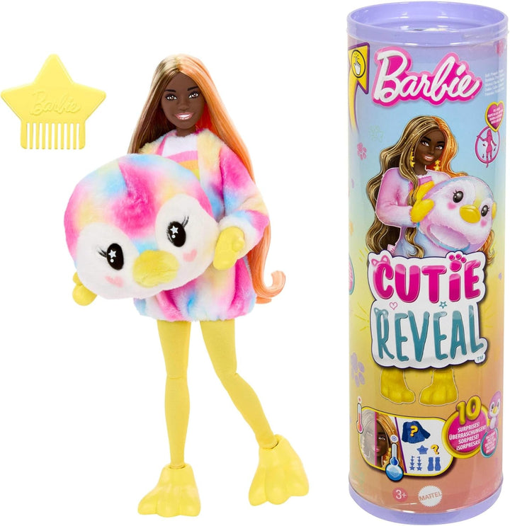Barbie Cutie Reveal Doll și accesorii, costum de pluș Batik Bunny și 10 surprize cu schimbare de culoare, seria Color Dream, HRK38