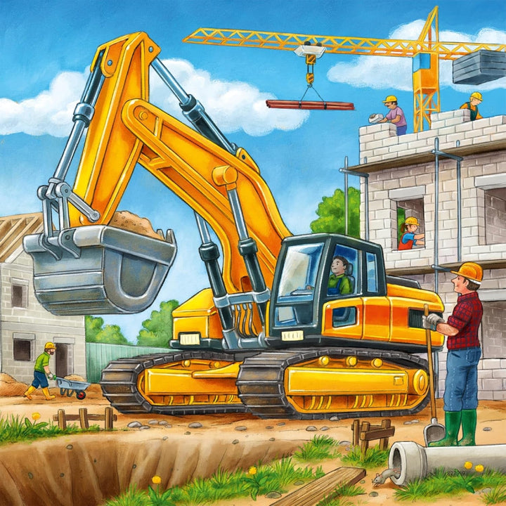 Ravensburger Puzzle pentru copii - 09226 Vehicule mari de construcții - Puzzle pentru copii de peste 5 ani, cu 3X49 piese