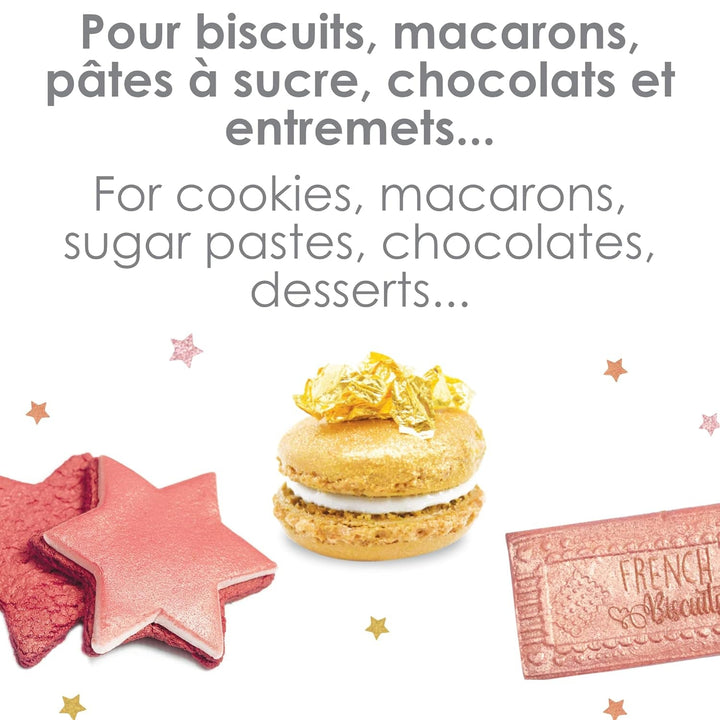 Scrapcooking - Set de 3 coloranți alimentari metalici - Colorant alimentar: auriu, auriu roz și rubin - Colorant alimentar comestibil pentru copt, prăjituri, fursecuri, torturi, ciocolată - 4019
