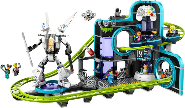 LEGO City Rollercoaster cu Robot Mech, parc de distracții de jucărie, Playset pentru băieți și fete de la 8 ani, cadou pentru copii creativi 60421