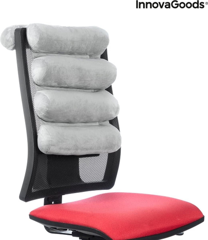 Innovagoods® Pernă ergonomică multifuncțională cu tub cu 5 module, pliabilă, robustă și durabilă, design catifelat, material bumbac/Pp, ideală pentru birou, casă, teleworking, mașină.