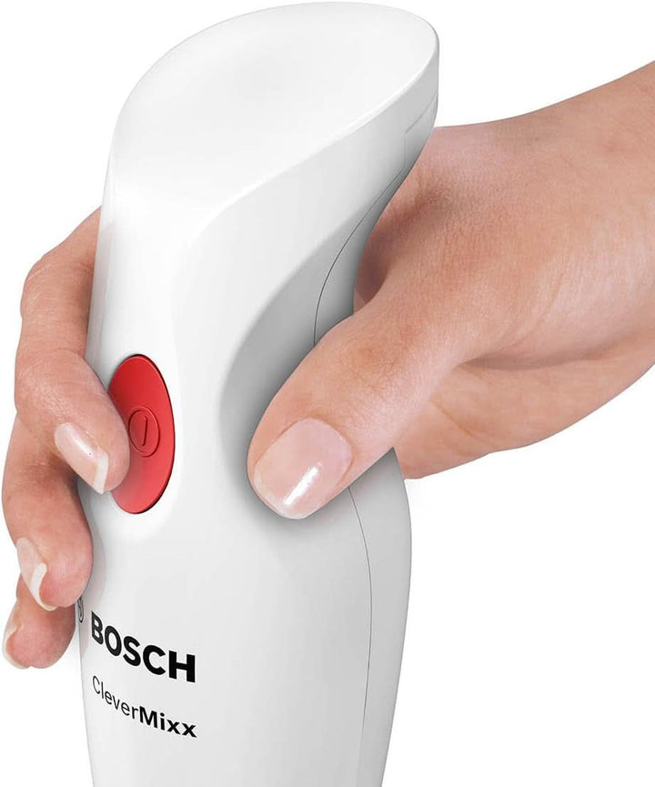 Bosch Stabmixer Clevermixx MSM14000, Abnehmbarer Mixfuß, Ergonomischer Griff, Leichtes Gehäuse, 4-Klingen-Messer, Einfache Reinigung, 400 W, Weiß/Rot