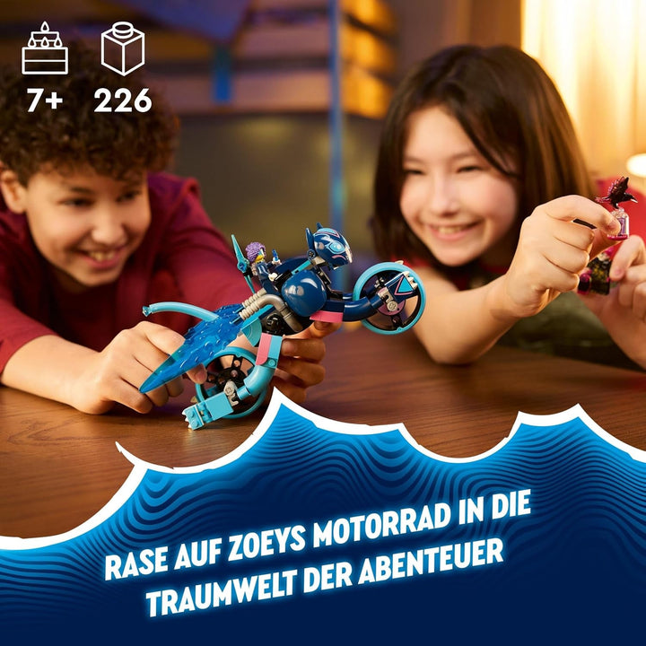 Motocicleta pisicii lui Zoey LEGO Dreamzzz 2 în 1, cadou pentru copii cu vârsta peste 7 ani, figurină de animale de reconstruit, motocicletă de jucărie, set de joacă fantezie pentru băieți și fete 71479