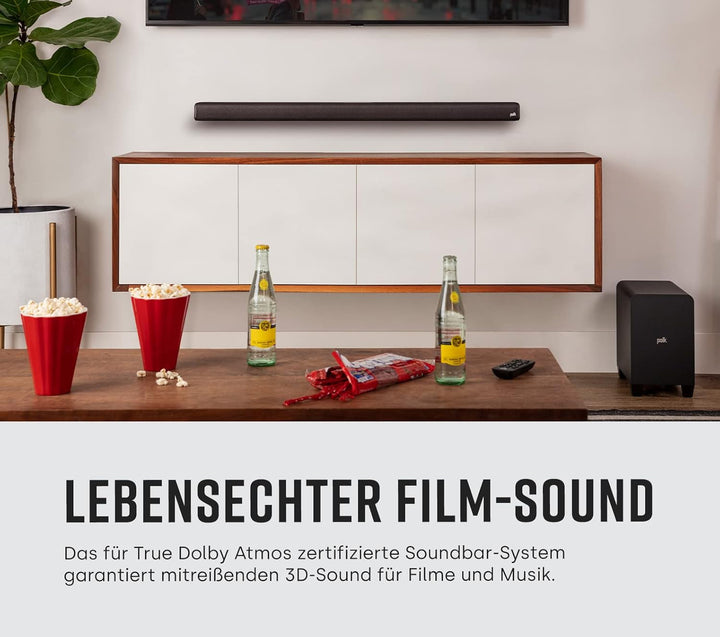 Polk Audio Signa S4 True Dolby Atmos TV Soundbar Mit Wireless Subwoofer, 3.1.2 Soundbar Für TV Geräte, HDMI Earc, Bluetooth, AUX, Optischer Eingang, Schwarz