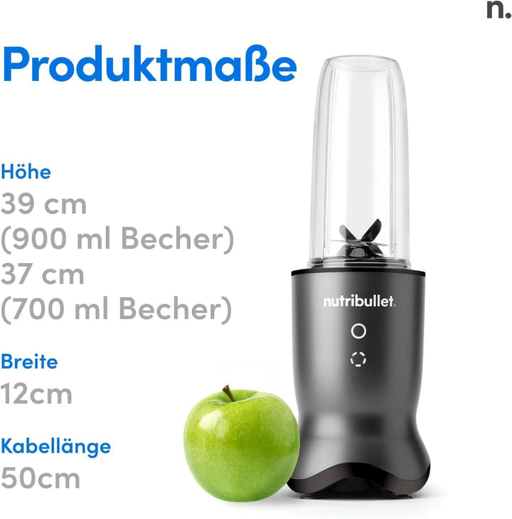 Nutribullet Personal Blender, Der Leistungsstärkste Mixer Für Eine Portion, 1000 Watt Und Leiser Motor, 900 Ml Becher Aus Tritan Renew, Leuchtende Touch Bedienknöpfe, Dunkel Grau