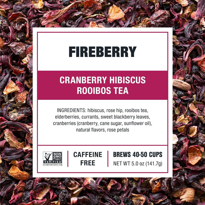 - Fireberry Cranberry Hibiscus Loose Leaf Tea | Caffeine-Free | Herbal Blend with Hibiscus, Cranberry, Currants, and Rooibos | Hot or Iced | Refillable Tin | Makes up to 50 Cups | 5 Ounce Tea USA Naty Shop