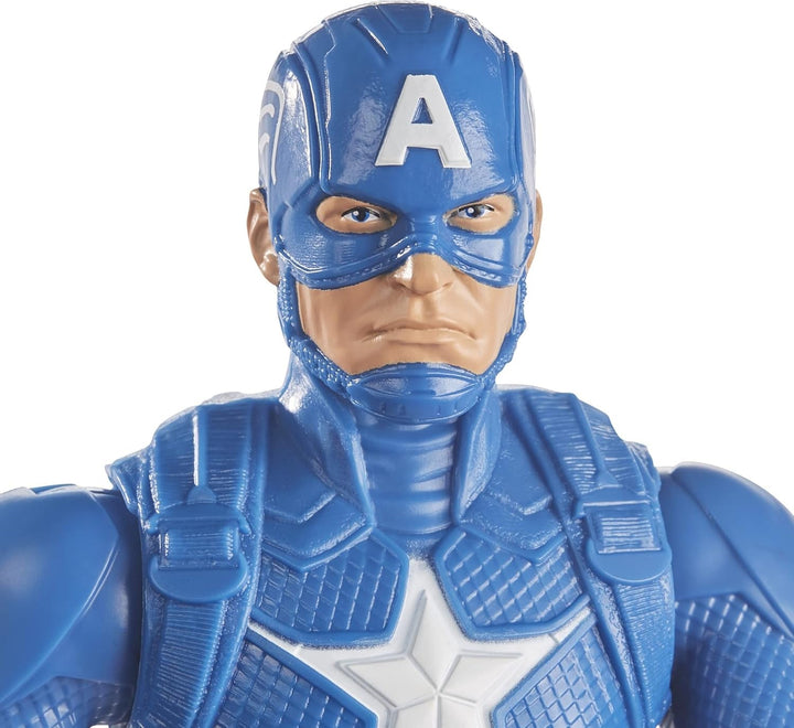 Marvel Avengers Titan Hero Series Blast Gear Captain America Action Figure, jucărie mare de 30 cm, pentru copii cu vârsta peste 4 ani, albastru