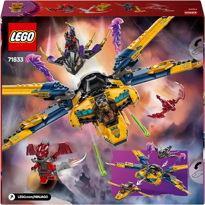LEGO NINJAGO Super Storm Flyer al lui Ras și Arin - Jucărie cu dronă, tragătoare, lame și motoare - Incl. 3 minifigurine pentru jocuri de rol Ninja - Set de construcție pentru băieți și fete de la 8 ani 71833