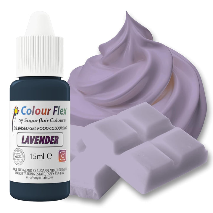 Sugarflair Colourflex Lebensmittelfarbe Auf Ölbasis Lavender, Flüssige Lebensmittel Farbe Hochkonzentriert, Food Coloring Für Buttercreme, Schokolade, Teige, Fondant, Zuckerguss Und Mehr - 15 Ml